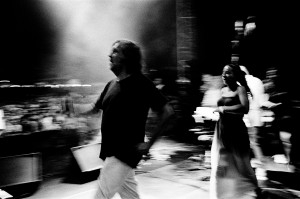 Emir Kusturica dancing on the stage at the concert of No Smoking Orchestra.